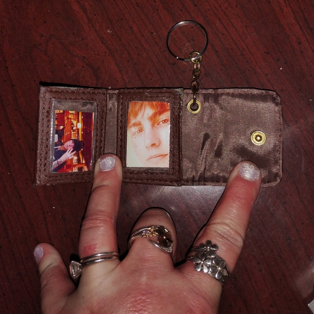 Mini Brown Leather Keychain Photo Wallet
